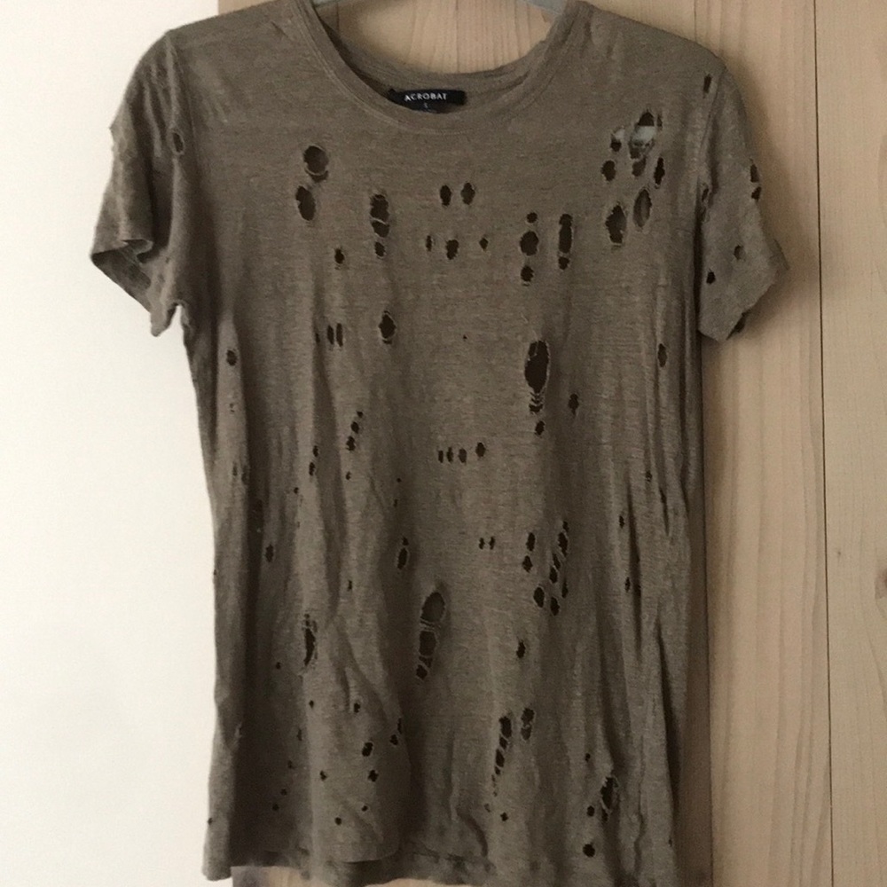 Acrobat distresses army green tee